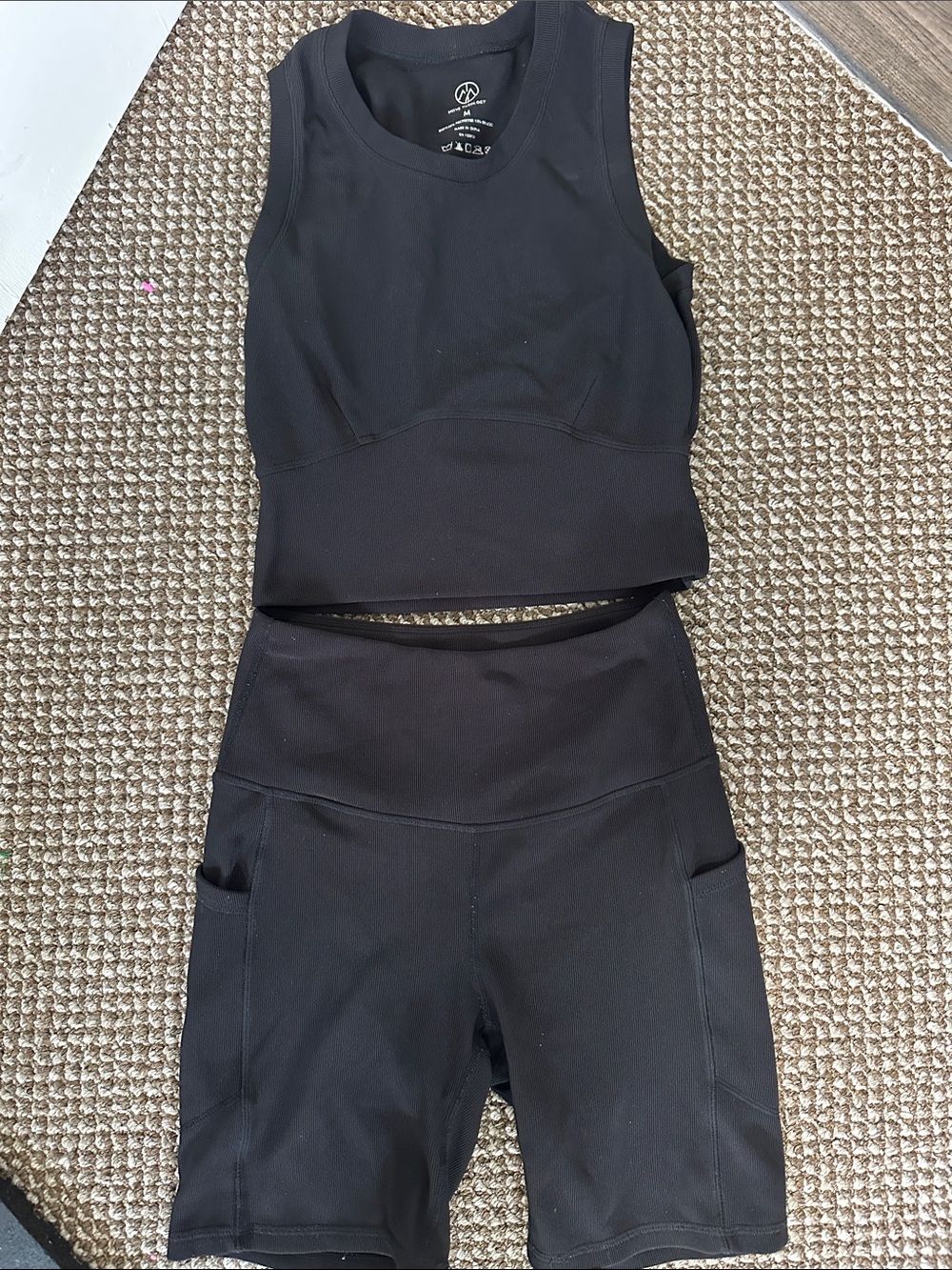 Women’s Black High-Waist Active SET Ribbed 029
